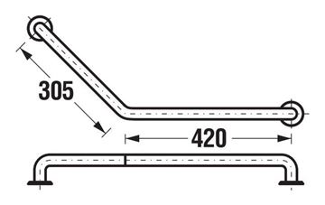 JIKA UNIVERSUM madlo k vani 420x305 mm, ľavé, nerez H3897130030001 Technický nákres