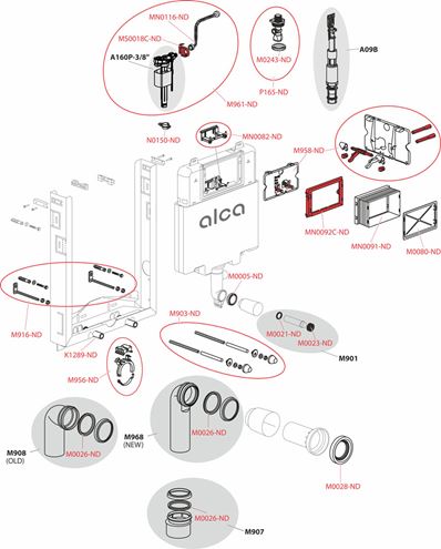 ALCA RENOVMODUL SLIM montážny prvok pre WC 107 cm, so splachovacou nádržkou AM1115/1000 Obrázek - fotka