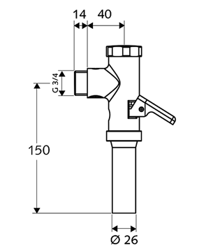 SCHELL SCHELLOMAT nástenný tlakový splachovač WC 022380699 Technický nákres
