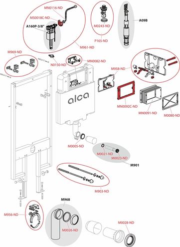 ALCA SADROMODUL SLIM montážny prvok pre WC 117,5 cm, so splachovacou nádržkou AM1101/1200 Obrázek - fotka