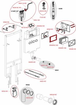 ALCA SADROMODUL SLIM montážny prvok pre WC 117,5 cm, so splachovacou nádržkou AM1101/1200 Obrázek - fotka