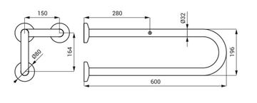 SANELA madlo 600 mm, lesklá nerez SLZM 13 Technický nákres