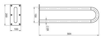 NOVASERVIS METALIA HELP madlo 564 mm, biela R6655,11 Technický nákres