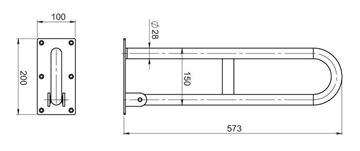 NOVASERVIS METALIA HELP sklopné madlo 573 mm, biela R66550,11 Technický nákres