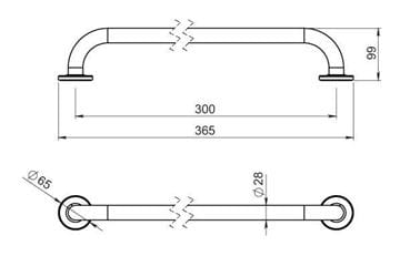 NOVASERVIS METALIA HELP madlo 365 mm, biela R6630,11 Technický nákres