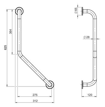 NOVASERVIS METALIA HELP madlo 364x275 mm, lesklá nerez R66404,44 Technický nákres