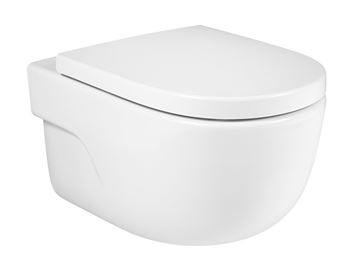 ROCA MERIDIAN závesné WC s montážnym prvkom TECEprofil, Rimless splachovanie, SoftClose sedátko, chrómové tlačidlo PT2.TEDF-RSC.CR.34 Obrázek - fotka