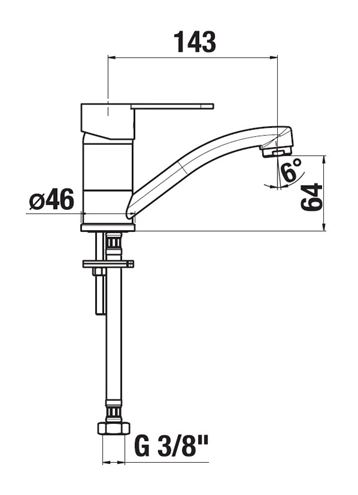 JIKA ENYO drezová batéria, chróm H3512G10042201 Technický nákres