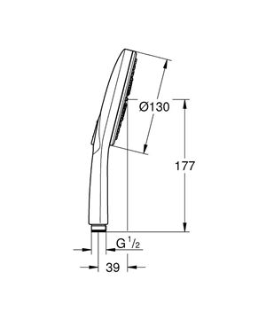 GROHE RAINSHOWER SMARTACTIVE 130 ručná sprcha pr. 130 mm, 3 prúdy, Water Saving, hard graphite 26574A00 Technický nákres