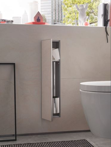 CONCEPT 300 nízka skrinka 15,4x15x65,8 cm, 1 dvierka, pánty vľavo, Push-open, s držiakom toaletného papiera, s WC štetkou, na obloženie 015-2079 Obrázek - fotka