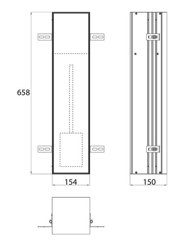 CONCEPT 300 nízka skrinka 15,4x15x65,8 cm, 1 dvierka, pánty vpravo, Push-open, s držiakom toaletného papiera, s WC štetkou, na obloženie 015-2080 Technický nákres