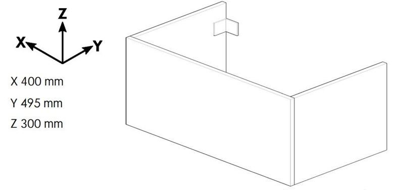 DŘEVOJAS DSD SZZ1 40 nízka skrinka 40x50x30 cm, 1 zásuvka, Push-open, nebraska 223175-T31 Technický nákres