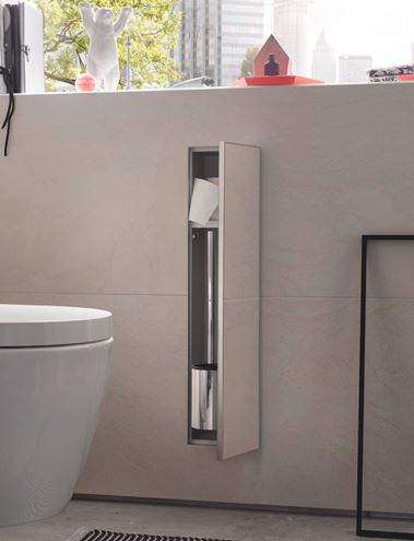CONCEPT 300 nízka skrinka 15,4x15x65,8 cm, 1 dvierka, pánty vpravo, Push-open, s držiakom toaletného papiera, s WC štetkou, na obloženie 015-2074 Obrázek - fotka