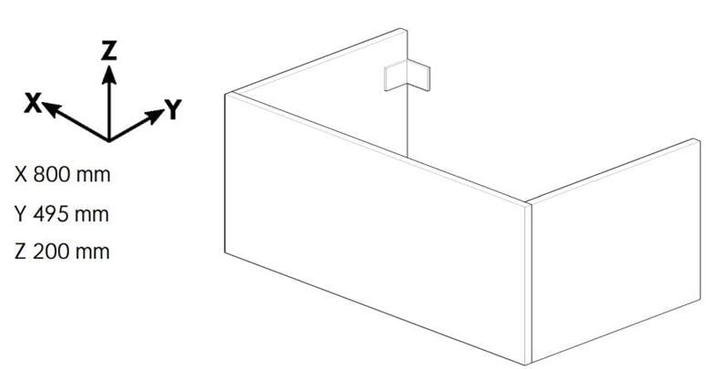 DŘEVOJAS DSD SZZ 80 nízka skrinka 80x50x20 cm, 1 zásuvka, Push-open, arlington 228217-T31 Technický nákres