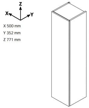 DŘEVOJAS SYD2 50 nízka skrinka 50x35,2x77,1 cm, 2 dvierka, úchytka chróm, lesklá biela/biela vysoký lesk 65020-T03 Technický nákres