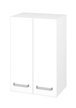 DŘEVOJAS SYD2 50 nízka skrinka 50x35,2x77,1 cm, 2 dvierka, úchytka hliník mat, lesklá biela/biela vysoký lesk