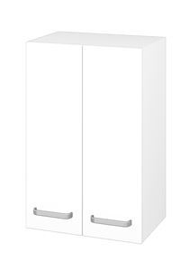 DŘEVOJAS SYD2 50 nízka skrinka 50x35,2x77,1 cm, 2 dvierka, úchytka hliník mat, lesklá biela/biela vysoký lesk