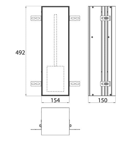 CONCEPT 300 nízka skrinka 15,4x15x49,2 cm, 1 dvierka, Push-open, s WC štetkou, na obloženie 015-2076 Technický nákres