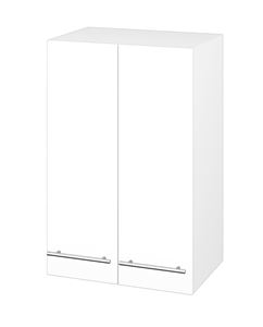 DŘEVOJAS SYD2 50 nízka skrinka 50x35,2x77,1 cm, 2 dvierka, úchytka oceľ, lesklá biela/biela vysoký lesk