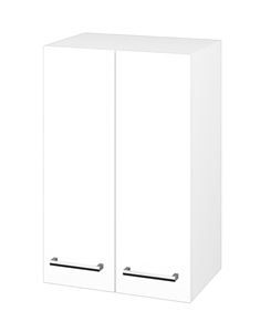 DŘEVOJAS SYD2 50 nízka skrinka 50x35,2x77,1 cm, 2 dvierka, úchytka chróm, lesklá biela/biela vysoký lesk