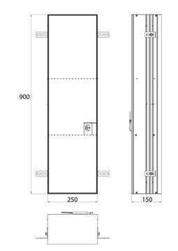 CONCEPT 300 nízka skrinka 25x15x90 cm, 1 dvierka, Push-open, s osvetlením, na obloženie 015-2075 Technický nákres