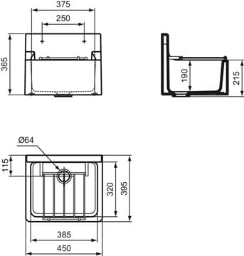 IDEAL STANDARD SERVICE výlevka 45 cm, s mriežkou S593901 Obrázek - fotka