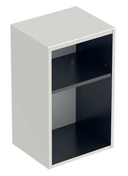 GEBERIT SMYLE SQUARE nízka skrinka 36x29, 9x60 cm, 1 polica, lesklá pieskovo šedá / čierna