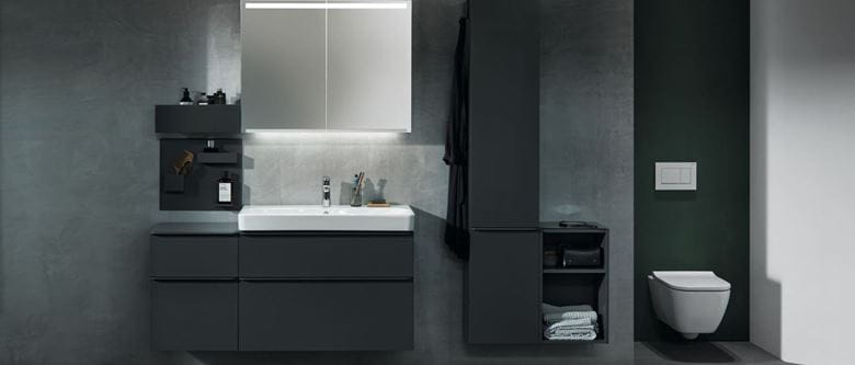 GEBERIT SMYLE SQUARE nízka skrinka 36x29, 9x118 cm, 1 dvierka, Push-open, matná lávová 500.361.JK.1 Obrázek - fotka