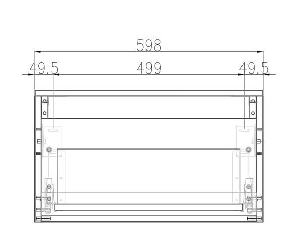 CONCEPT MODULAR nízka skrinka 59,8x49,5x33,2 cm, 1 zásuvka, Push-open, graphite 807771 Technický nákres