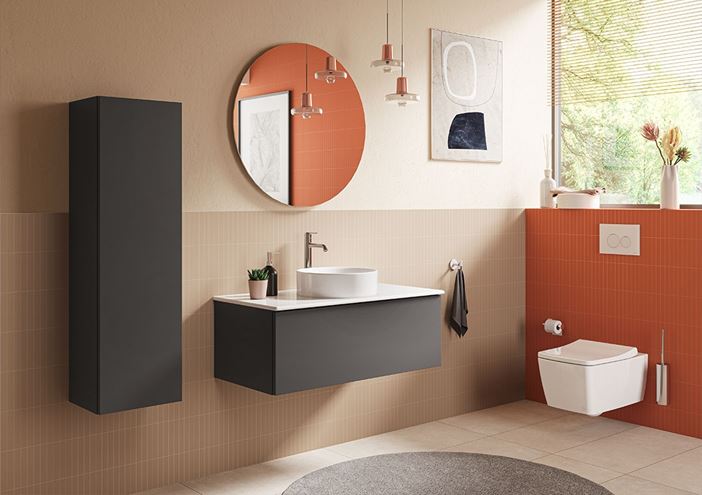 VITRA METROPOLE PURE nízka skrinka 35x29,5x120 cm, 1 dvierka, pánty vpravo, Push-open, graphite mat 67278 Obrázek - fotka