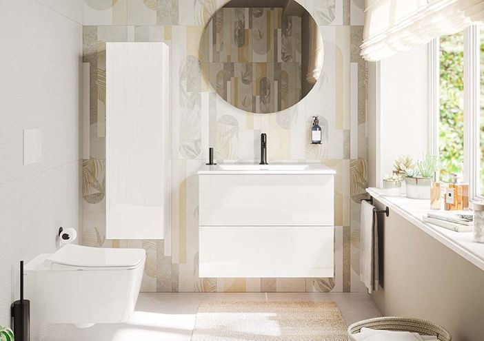 VITRA METROPOLE PURE nízka skrinka 35x29,5x120 cm, 1 dvierka, pánty vľavo, Push-open, lesklá biela 67341 Obrázek - fotka