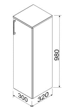 CONCEPT 250 nízka skrinka 30x32x98 cm, 1 dvierka, biela PTA-012 Technický nákres