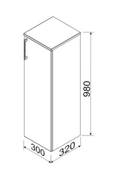 CONCEPT 250 nízka skrinka 30x32x98 cm, 1 dvierka, lesklá antracit PTA-013 Technický nákres