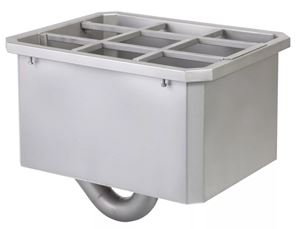 AZP BRNO výlevka so sifónom 45 cm, s mriežkou, nerez