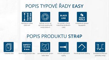 RONAL EASY STR4P stena walk-in 100x200 cm, aluchróm/číre sklo STR4P 100 50 07 Obrázek - fotka