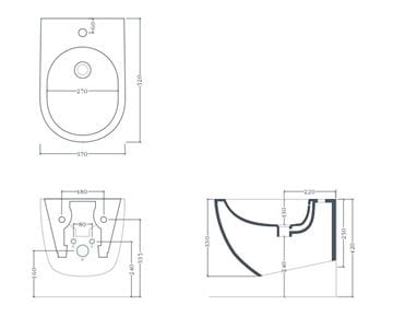 ARTCERAM FILE 2.0 závesný bidet, lesklá biela  FLB001 01,30 Technický nákres