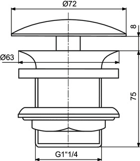 IDEAL STANDARD umývadlový výpust, neuzatvárateľná, chróm J3291AA Technický nákres