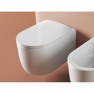 ARTCERAM MONET závesné WC s montážnym prvkom Laufen Ineo, Rimless splachovanie, SoftClose sedátko, chrómové tlačidlo PT3.LAKF-RSC.CR.15 Obrázek - fotka