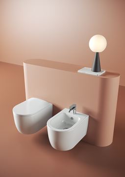 ARTCERAM MONET závesné WC s montážnym prvkom Laufen Ineo, Rimless splachovanie, SoftClose sedátko, chrómové tlačidlo PT3.LAKF-RSC.CR.15 Obrázek - fotka