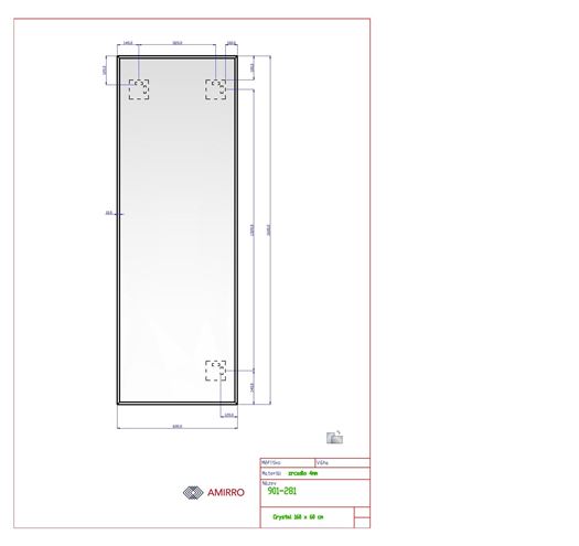 AMIRRO CRYSTAL zrkadlo 60x160 cm, reverzibilné 901-281 Technický nákres