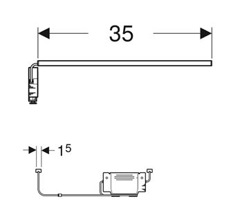GEBERIT LED svetelné lišty pre zásuvku, 3500 K, 350 mm 502.031.00.1 Technický nákres