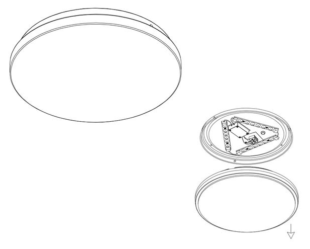 EGLO FRANIA-S stropné LED svietidlo, 4000 K, 1850 lm, 310 mm, biela 900363 Technický nákres