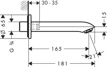 HANSGROHE METRIS vaňový vpust, chróm 31494000 Technický nákres