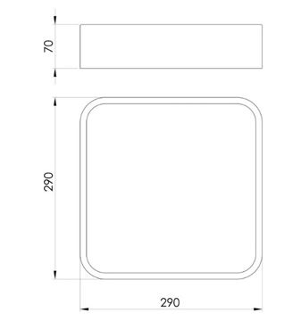 EGLO MANILVA 1 stropné LED svietidlo, 3000 K, 1100 lm, 290x290 mm, chróm 96229 Technický nákres