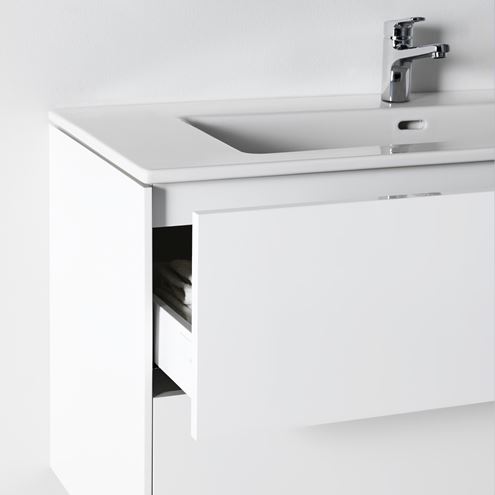LAUFEN PRO S skrinka s umývadlom 100x50x61 cm, 2 zásuvky, Push-open, s organizérom, lesklá biela H8649622611041 Obrázek - fotka