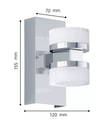 EGLO ROMENDO 1 nástenné LED svietidlo, 3000 K, 1080 lm, chróm 96541 Technický nákres