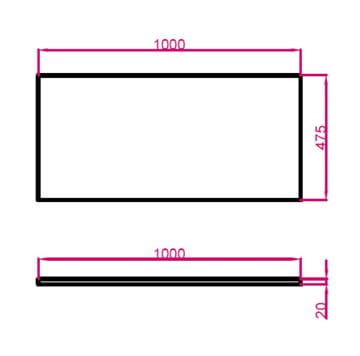 TECHNISTONE MODULAR doska pod umývadlo 100x47,5x2 cm, Brilliant White 20 LE 156 BPBW2010 Technický nákres