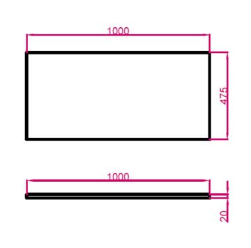 TECHNISTONE MODULAR doska pod umývadlo 100x47,5x2 cm, Gobi Grey 20 LE 156 BPGG2010 Technický nákres