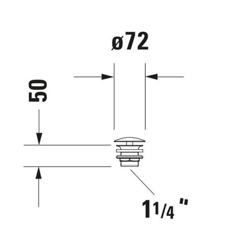 DURAVIT umývadlový výpust, neuzatvárateľný, chróm 0050241000 Technický nákres