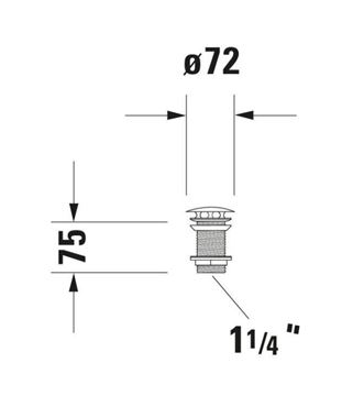 DURAVIT umývadlový výpust, neuzatvárateľný, chróm 0050381000 Technický nákres